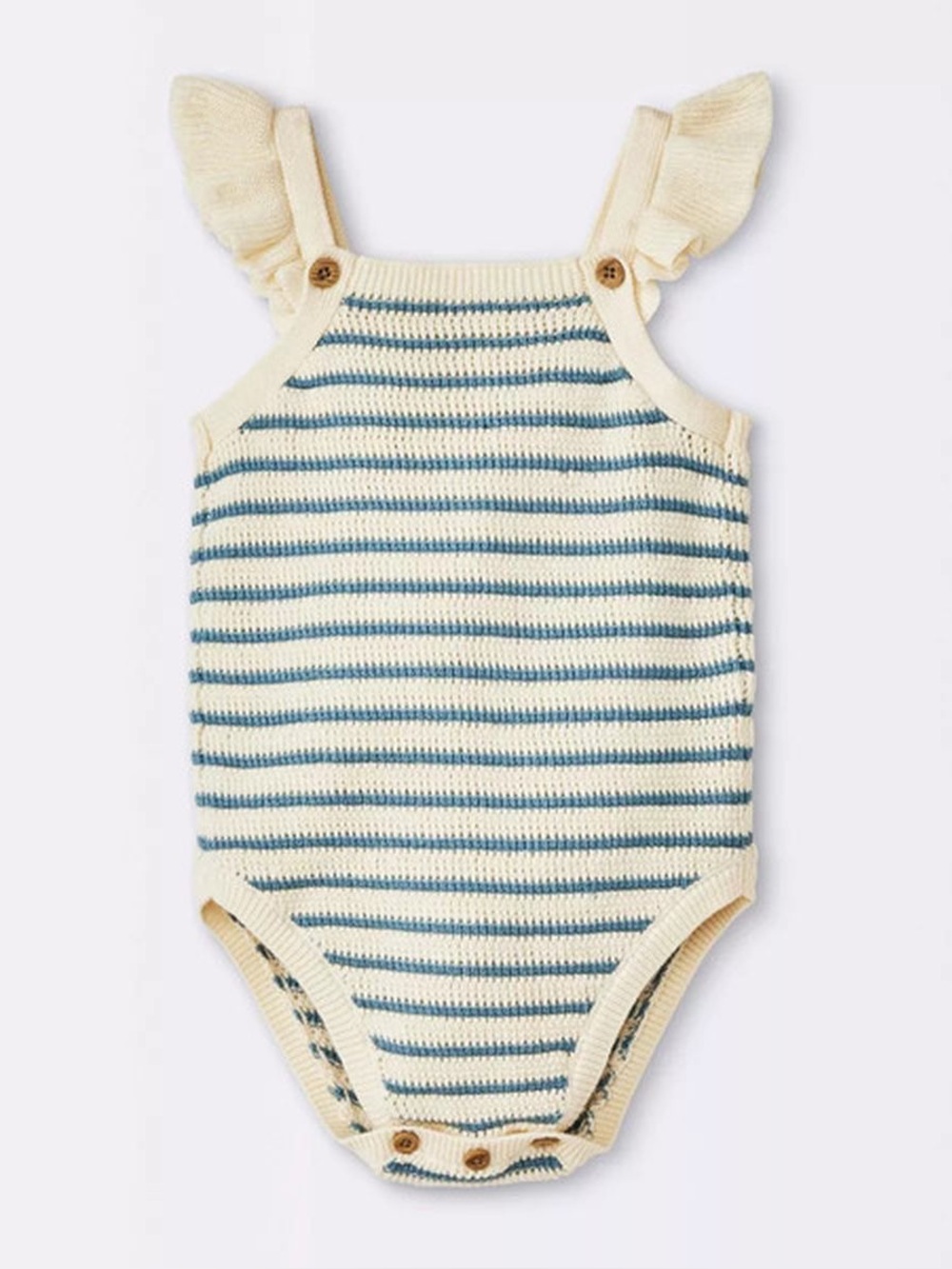 Cloud Island • Blue and Cream Knit Romper